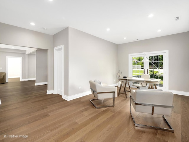 608 W 55th St, Hinsdale, IL 60521 - sitting room featuring baseboards, wood finished floors, and recessed lighting