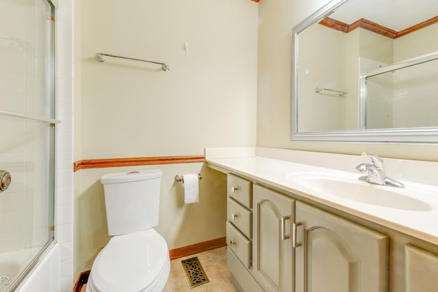 2254 Massachusetts Ave, Naperville, IL 60565 - bathroom with vanity, crown molding, and shower / bath combination with glass door