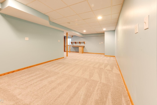 2254 Massachusetts Ave, Naperville, IL 60565 - below grade area featuring carpet, a drop ceiling, and recessed lighting
