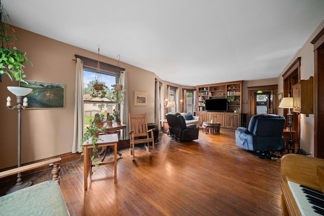 119 E 4th St, Sandwich, IL 60548 - living room with hardwood / wood-style floors and built in features
