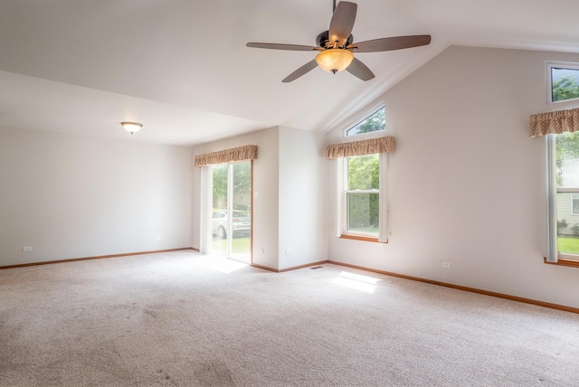 4707 Mikasa Ct, Joliet, IL 60431 - unfurnished room with a ceiling fan, carpet, healthy amount of natural light, and vaulted ceiling