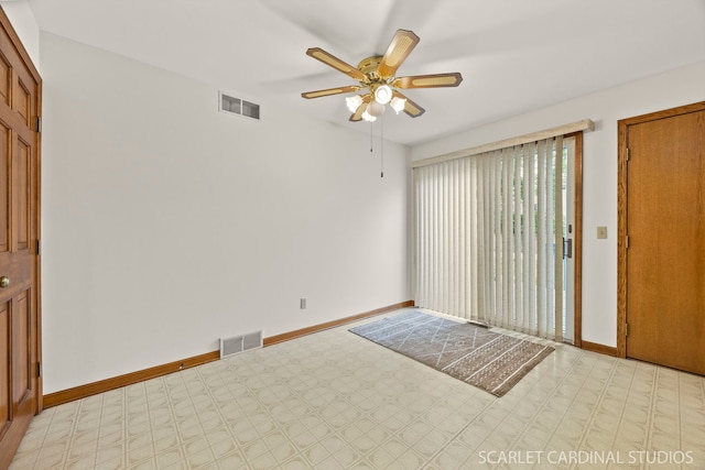 333 Monroe St, Oswego, IL 60543 - empty room with ceiling fan, light floors, and baseboards
