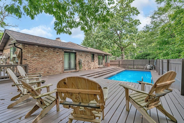 9109 W 123rd St, Palos Park, IL 60464 - view of swimming pool featuring a fenced backyard and a wooden deck
