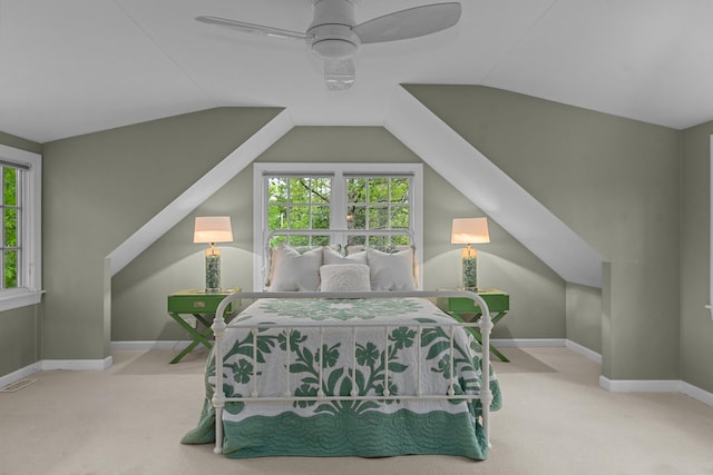 710 Longwood Dr, Lake Forest, IL 60045 - carpeted bedroom featuring vaulted ceiling, baseboards, and a ceiling fan