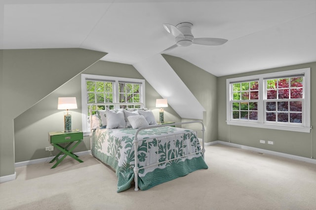 710 Longwood Dr, Lake Forest, IL 60045 - bedroom with lofted ceiling, baseboards, carpet floors, and ceiling fan