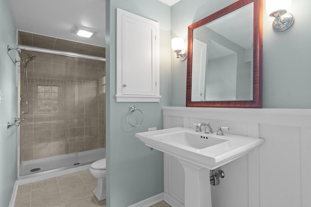 710 Longwood Dr, Lake Forest, IL 60045 - full bathroom with toilet, a stall shower, and tile patterned floors
