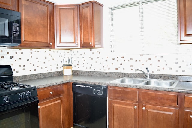 10241 Central Ave Unit 1B, Oak Lawn, IL 60453 - kitchen featuring black appliances, a sink, tasteful backsplash, and brown cabinetry