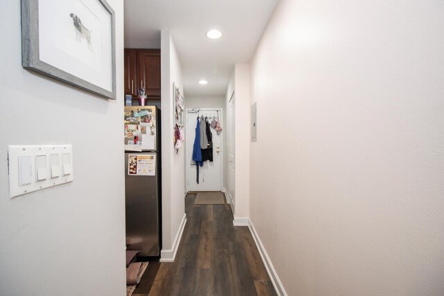 3900 N Pine Grove Ave Unit 203, Chicago, IL 60613 - corridor with dark wood finished floors, recessed lighting, and baseboards