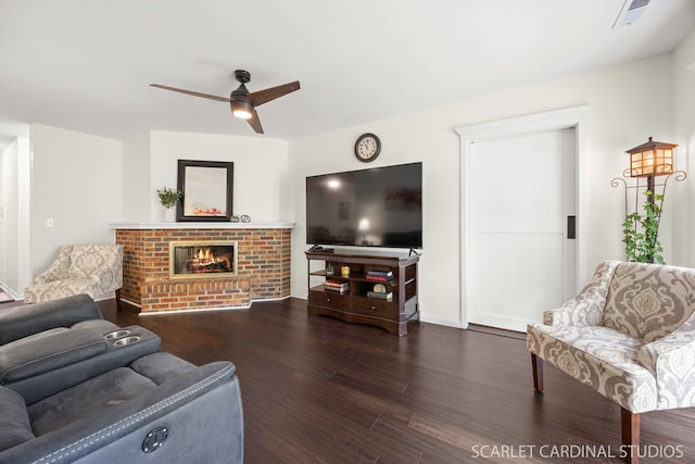2S414 Emerald Green Dr Unit G, Warrenville, IL 60555 - living room with wood finished floors, a fireplace, a ceiling fan, and baseboards