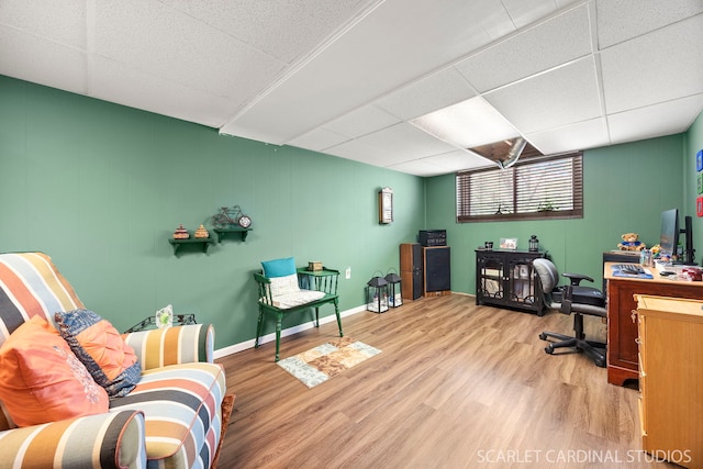 376 Belden Ave, Glendale Heights, IL 60139 - home office featuring a drop ceiling, wood finished floors, and baseboards