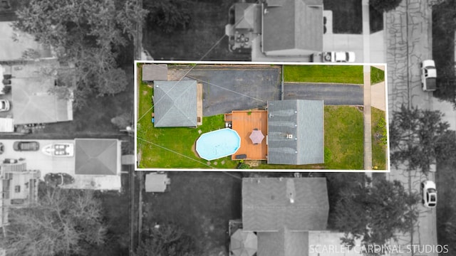 376 Belden Ave, Glendale Heights, IL 60139 - aerial view of property and surrounding area featuring property parcel outlined and a pool area