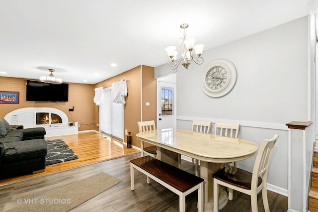 17124 Langley Ave, South Holland, IL 60473 - dining room with a chandelier, wood finished floors, baseboards, and recessed lighting