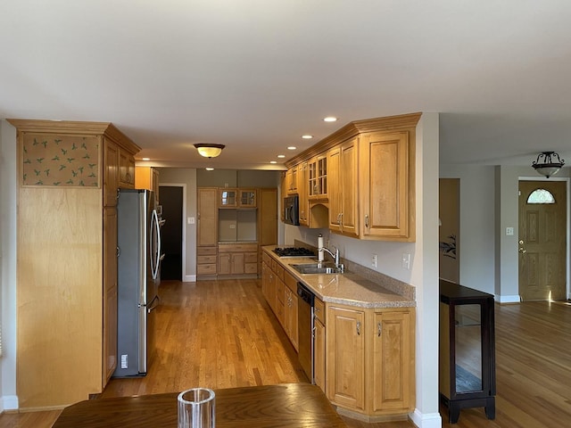 10724 S Ridgeway Ave, Chicago, IL 60655 - kitchen featuring stainless steel appliances, light wood finished floors, baseboards, and recessed lighting