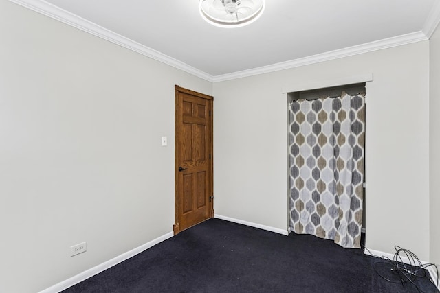 525 N 3rd Ave, Villa Park, IL 60181 - empty room featuring ornamental molding, baseboards, and dark colored carpet