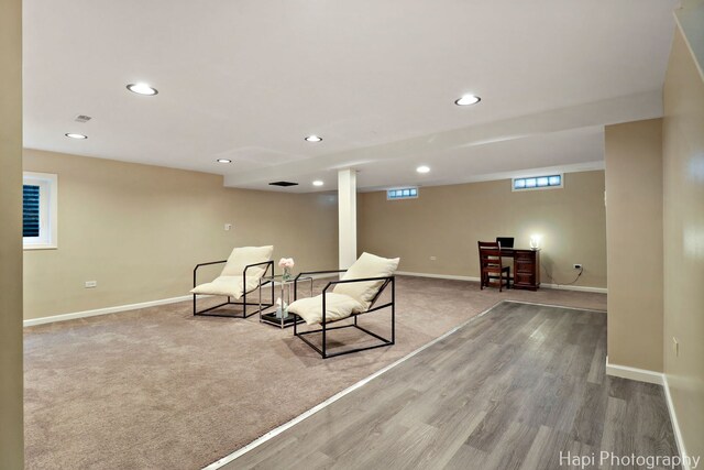 707 W Nichols Rd, Arlington Heights, IL 60004 - sitting room with baseboards, recessed lighting, wood finished floors, and carpet flooring