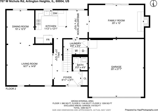 707 W Nichols Rd, Arlington Heights, IL 60004 - floor plan / room layout