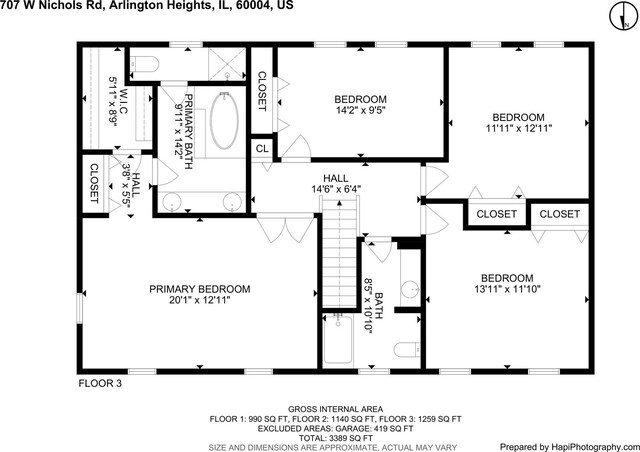 707 W Nichols Rd, Arlington Heights, IL 60004 - room layout