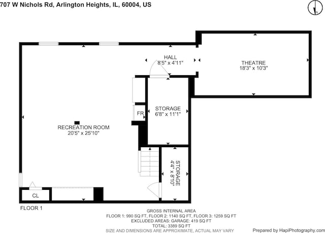 707 W Nichols Rd, Arlington Heights, IL 60004 - floor plan / room layout