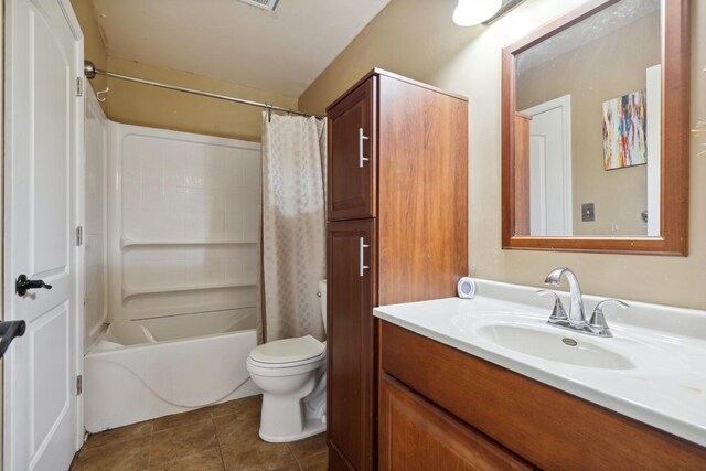 228 Oriole Rd, Matteson, IL 60443 - bathroom featuring vanity, toilet, shower / bathtub combination with curtain, and tile patterned floors