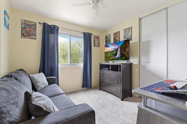 228 Oriole Rd, Matteson, IL 60443 - carpeted living area with a ceiling fan