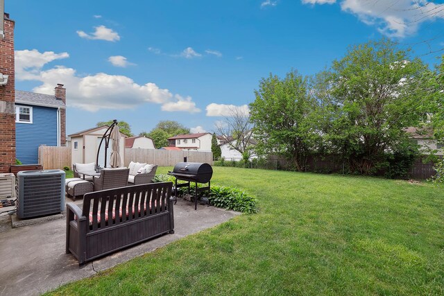 228 Oriole Rd, Matteson, IL 60443 - view of yard featuring an outdoor hangout area, cooling unit, and a patio