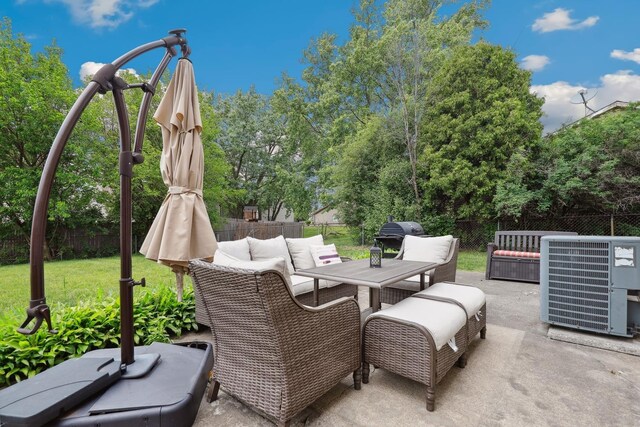 228 Oriole Rd, Matteson, IL 60443 - view of patio featuring outdoor dining area, outdoor lounge area, and view of wooded area