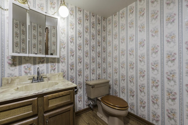 12375 W Ash Ct, Beach Park, IL 60099 - bathroom with vanity, toilet, wood finished floors, and baseboards