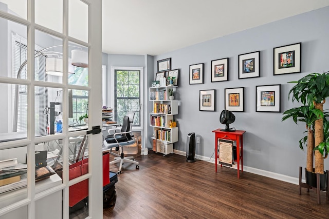 870 N Auburn Woods Dr, Palatine, IL 60067 - office with dark wood finished floors and baseboards