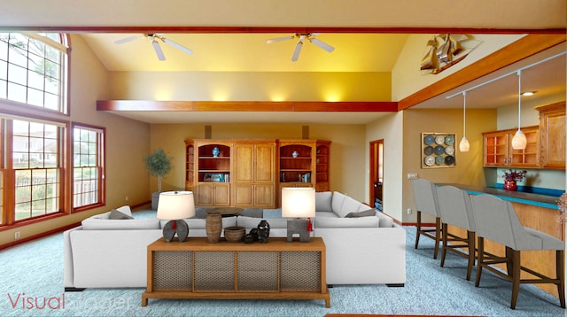 2903 Prairie Meadow Dr, Champaign, IL 61822 - living area with a ceiling fan and carpet flooring