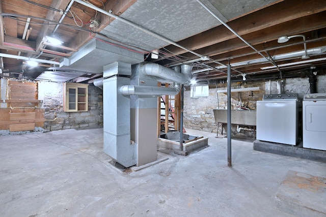 1021 Vine St, Joliet, IL 60435 - below grade area with washing machine and dryer and heating unit