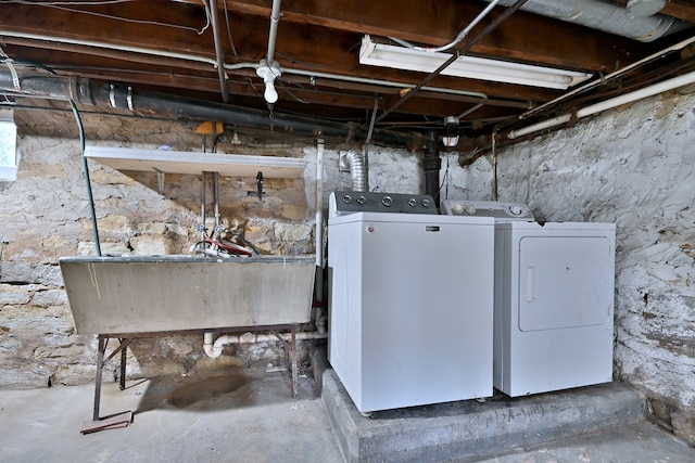 1021 Vine St, Joliet, IL 60435 - unfinished basement with independent washer and dryer and a sink