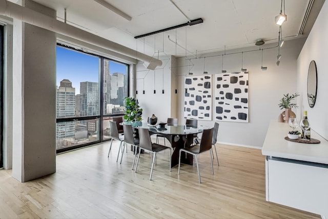 1530 S State St Unit 17B, Chicago, IL 60605 - dining space featuring a view of skyline and light wood-style flooring