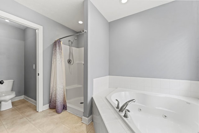 1924 Prestwold Pl, Machesney Park, IL 61115 - full bath with a tub with jets, toilet, a shower stall, tile patterned flooring, and recessed lighting