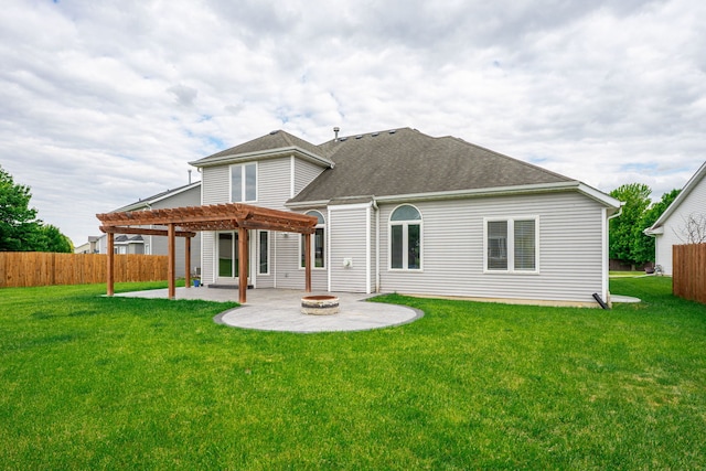 1924 Prestwold Pl, Machesney Park, IL 61115 - back of house featuring a pergola, a patio, a fire pit, and a shingled roof