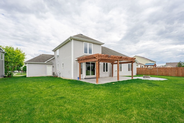 1924 Prestwold Pl, Machesney Park, IL 61115 - back of property with a pergola, a fire pit, a patio area, roof with shingles, and cooling unit