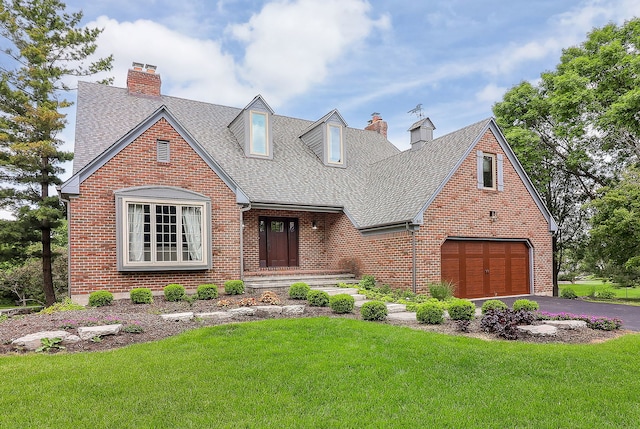 841 Turnbridge Cir, Naperville, IL 60540 - view of front of house with a chimney, brick siding, asphalt driveway, and a shingled roof