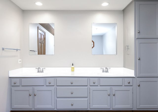841 Turnbridge Cir, Naperville, IL 60540 - bathroom featuring double vanity and recessed lighting