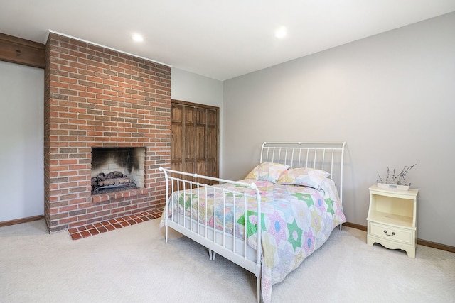 841 Turnbridge Cir, Naperville, IL 60540 - carpeted bedroom with a fireplace, baseboards, and recessed lighting