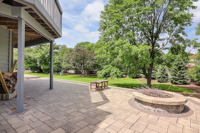 841 Turnbridge Cir, Naperville, IL 60540 - view of patio / terrace featuring a fire pit