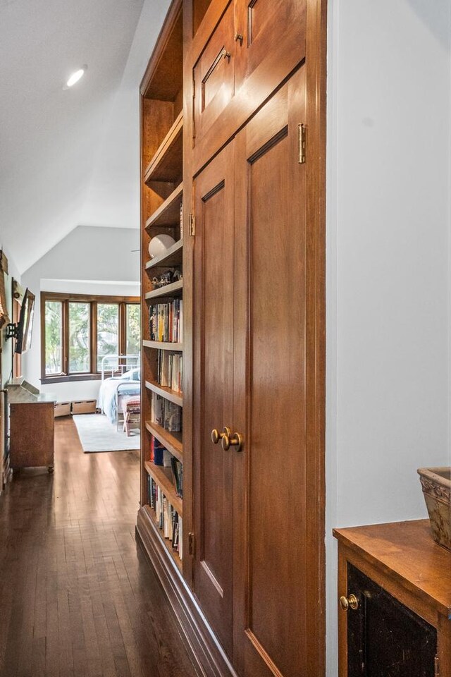 2906 Lincoln St, Evanston, IL 60201 - corridor with lofted ceiling and dark wood finished floors