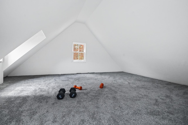 2906 Lincoln St, Evanston, IL 60201 - bonus room featuring vaulted ceiling, carpet, and a skylight