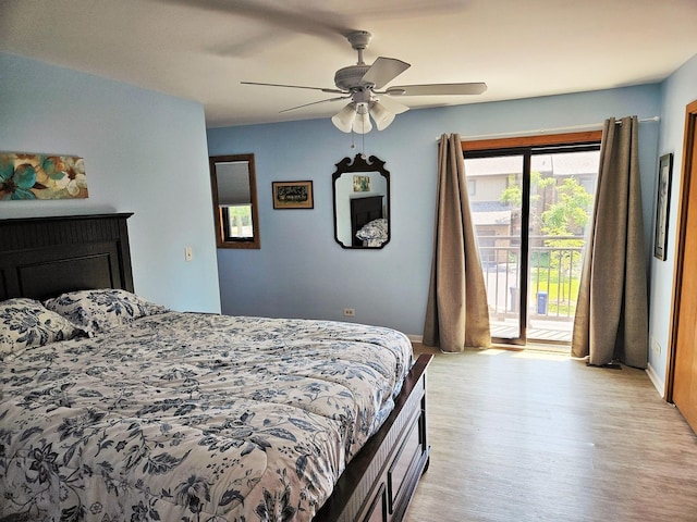 1830 Chestnut Ave Unit 1830, Glenview, IL 60025 - bedroom with access to outside, light wood-type flooring, and ceiling fan