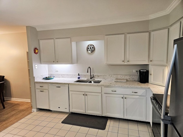 1830 Chestnut Ave Unit 1830, Glenview, IL 60025 - kitchen with dishwasher, black range, ornamental molding, white cabinetry, and light stone counters