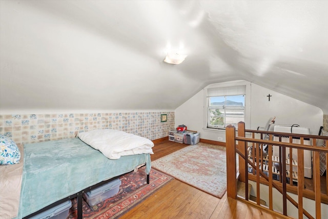 6141 W Peterson Ave, Chicago, IL 60646 - bedroom with hardwood / wood-style flooring and lofted ceiling