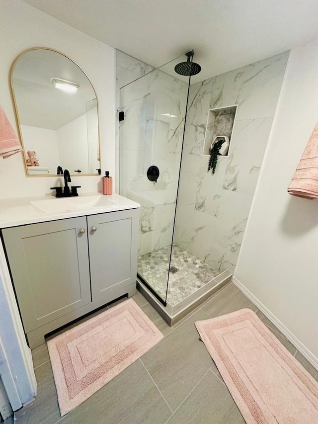 8344 S Ada St, Chicago, IL 60620 - bathroom featuring a marble finish shower and vanity