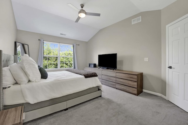 332 Buckingham Ct, Lombard, IL 60148 - bedroom with vaulted ceiling, carpet floors, and a ceiling fan