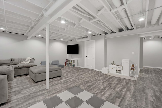 332 Buckingham Ct, Lombard, IL 60148 - finished below grade area with wood finished floors and baseboards