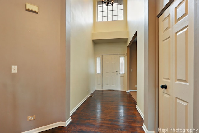 996 Highgate Ln, Grayslake, IL 60030 - entrance foyer featuring wood finished floors, a towering ceiling, and a chandelier