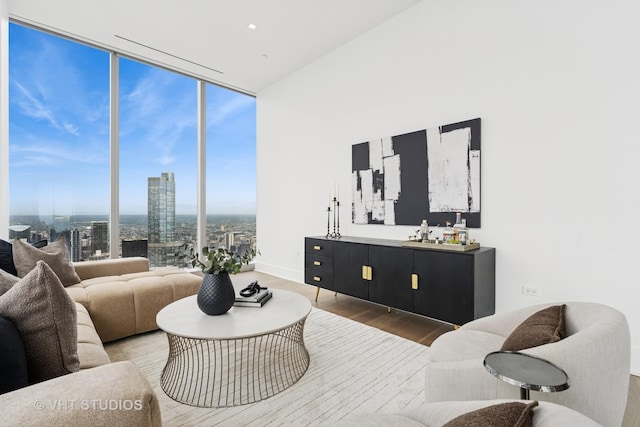 363 E Wacker Dr Unit 7501, Chicago, IL 60601 - living area featuring wood finished floors, expansive windows, and a city view