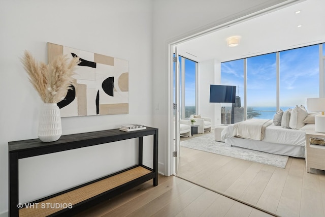 363 E Wacker Dr Unit 7501, Chicago, IL 60601 - bedroom with wood finished floors and a wall of windows